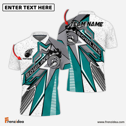 Frenzidea Bowling And Pins Mystical Moon Customized Name 3D Shirt ( 5 Colors)