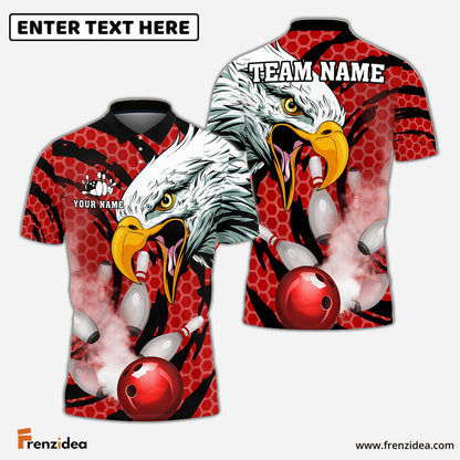 Frenzidea Bowling And Pins Eagle Smoke Customized Name 3D Shirt (4 Colors)