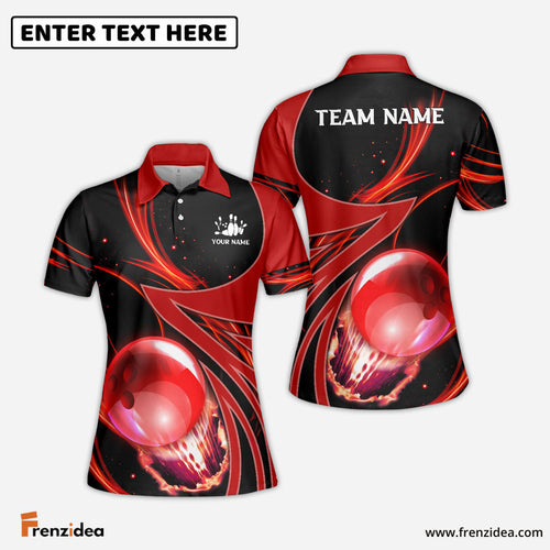 Frenzideas Bowling And Pins Galaxy Pattern Customized Name, Team Name 3D Shirt for Women (4 Colors)