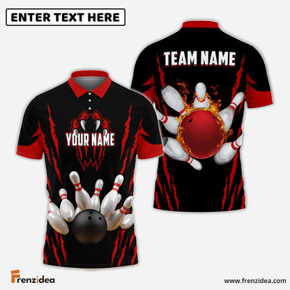 Frenzideas Bowling And Pins Monster Pattern Customized Name, Team Name 3D Shirt (4 Colors)