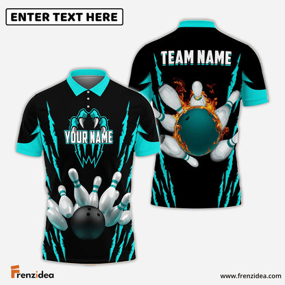 Frenzideas Bowling And Pins Monster Pattern Customized Name, Team Name 3D Shirt (4 Colors)