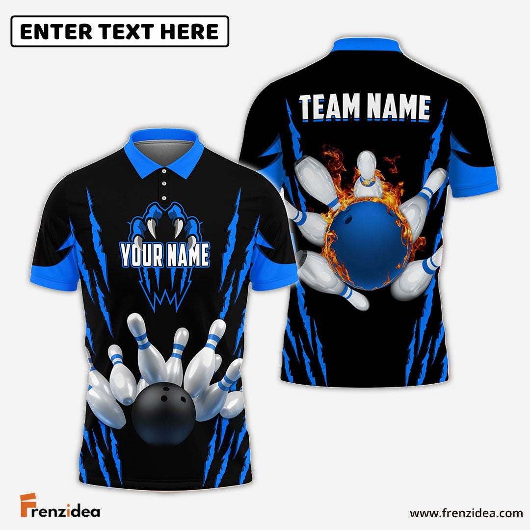 Frenzideas Bowling And Pins Monster Pattern Customized Name, Team Name 3D Shirt (4 Colors)