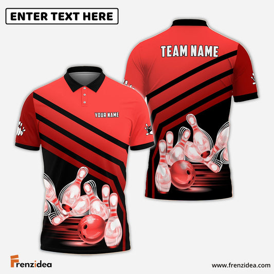 Frenzidea Bowling And Pins Windmill Pattern Customized Name 3D Shirt (5 Colors)