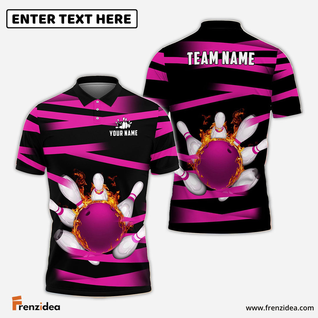 Frenzideas Bowling And Pins Power Customized Name, Team Name 3D Shirt (5 Colors)