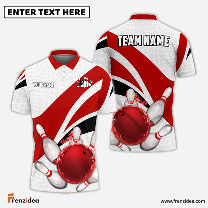 Frenzideas Bowling And Pins Ribbon Pattern Customized Name, Team Name 3D Shirt (4 Colors)