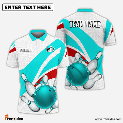 Frenzideas Bowling And Pins Ribbon Pattern Customized Name, Team Name 3D Shirt (4 Colors)