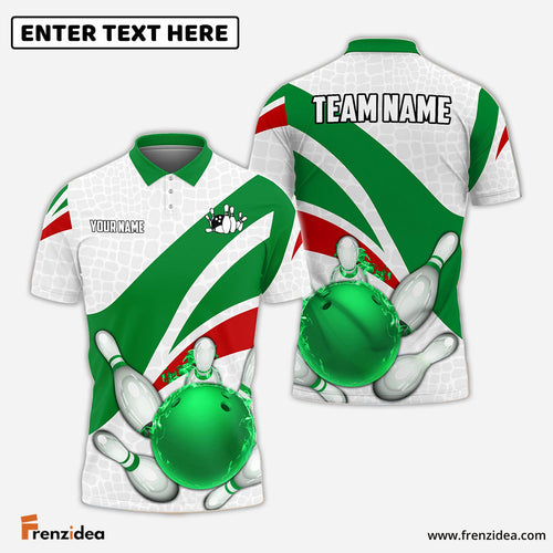 Frenzideas Bowling And Pins Ribbon Pattern Customized Name, Team Name 3D Shirt (4 Colors)