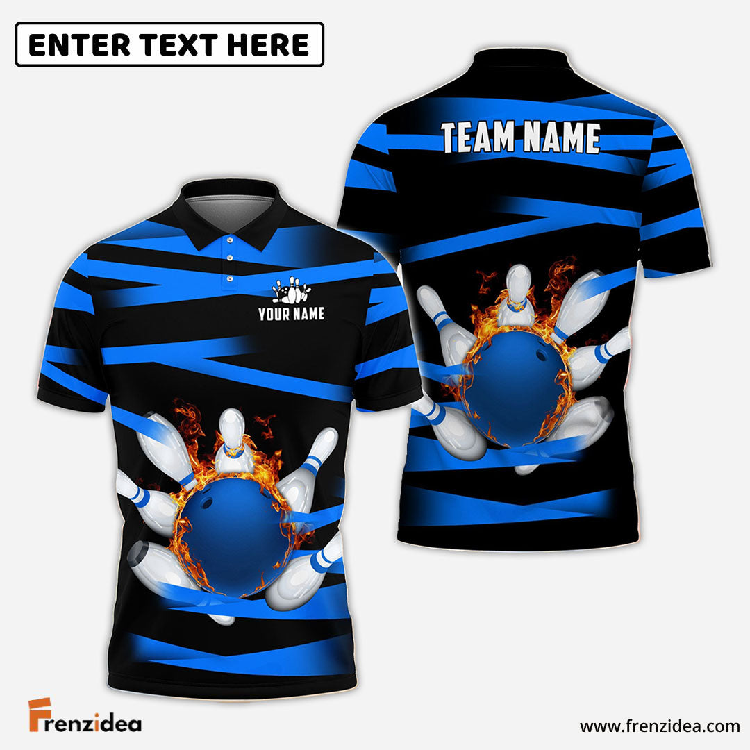 Frenzideas Bowling And Pins Power Customized Name, Team Name 3D Shirt (5 Colors)