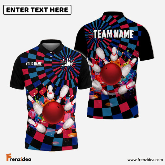 Frenzideas Bowling Neon Lights Customized Name, Team Name 3D Shirt