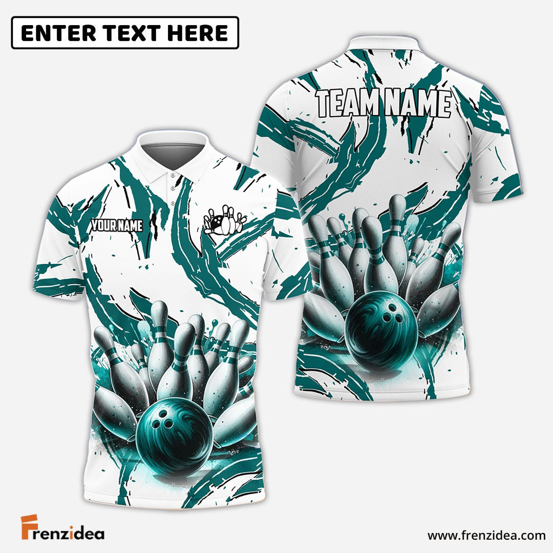 Frenzideas Bowling And Pins Cracks Customized Name, Team Name 3D Shirt (4 Colors)