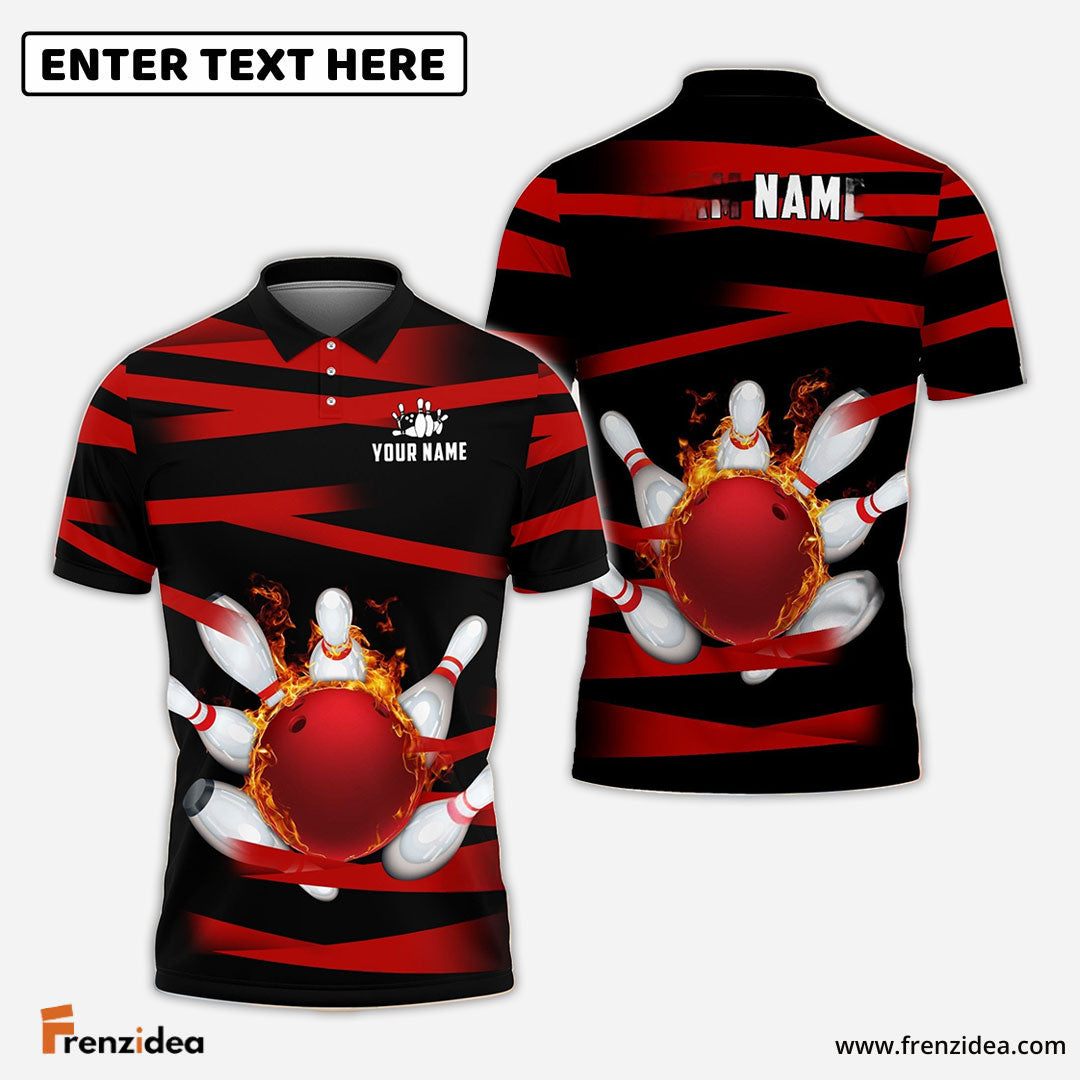 Frenzideas Bowling And Pins Power Customized Name, Team Name 3D Shirt (5 Colors)