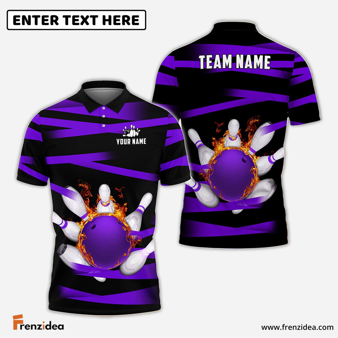Frenzideas Bowling And Pins Power Customized Name, Team Name 3D Shirt (5 Colors)