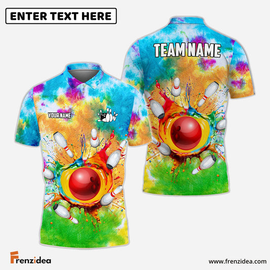 Frenzideas Bowling And Pins Rainbow Color Customized Name 3D Shirt