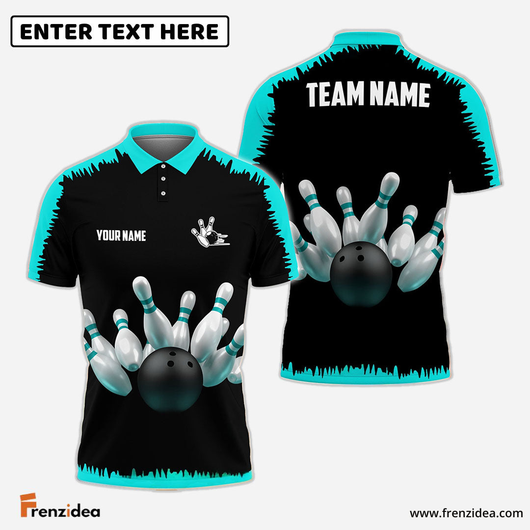 Frenzidea Bowling And Pins Classic Pattern Customized Name 3D Shirt (4 Colors)