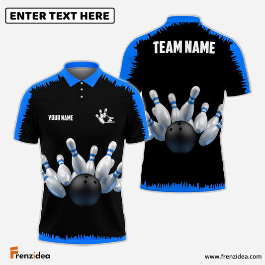 Frenzidea Bowling And Pins Classic Pattern Customized Name 3D Shirt (4 Colors)