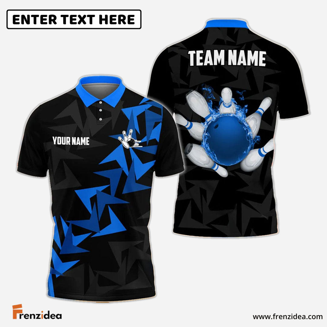 Frenzidea Bowling And Pins Fallen Leaves Pattern Customized Name 3D Shirt (4 Colors)