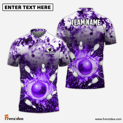 Frenzideas Bowling And Pins Tie-Dye Pattern Customized Name, Team Name 3D Shirt (4 Colors)
