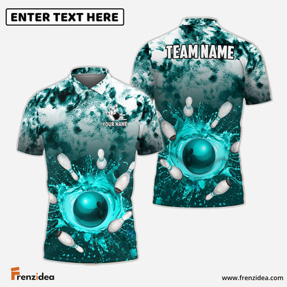 Frenzideas Bowling And Pins Tie-Dye Pattern Customized Name, Team Name 3D Shirt (4 Colors)