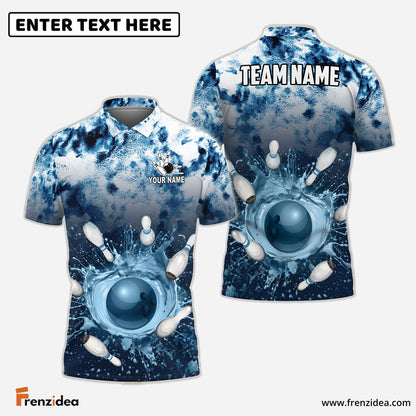 Frenzideas Bowling And Pins Tie-Dye Pattern Customized Name, Team Name 3D Shirt (4 Colors)