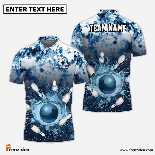 Frenzideas Bowling And Pins Tie-Dye Pattern Customized Name, Team Name 3D Shirt (4 Colors)