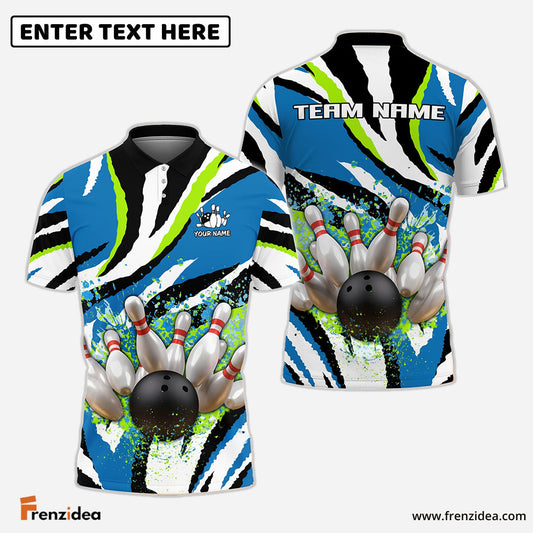 Frenzideas Bowling and Pins Ink Color Customized Name, Team Name 3D Shirt