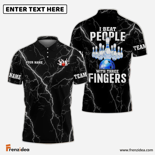 Frenzideas Bowling And Pins I Beat People Customized Name, Team Name 3D Shirt (4 Colors)