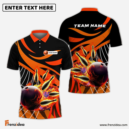 Frenzideas Bowling And Pins Broken Pattern Customized Name, Team Name 3D Shirt (4 Colors)