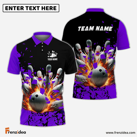 Frenzideas Bowling And Pins Diamond Broken Customized Name, Team Name 3D Shirt (4 Colors)