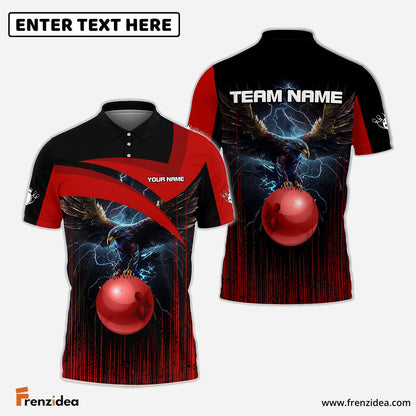 Frenzidea Bowling And Pins Premium Eagle Customized Name 3D Shirt (4 Colors)