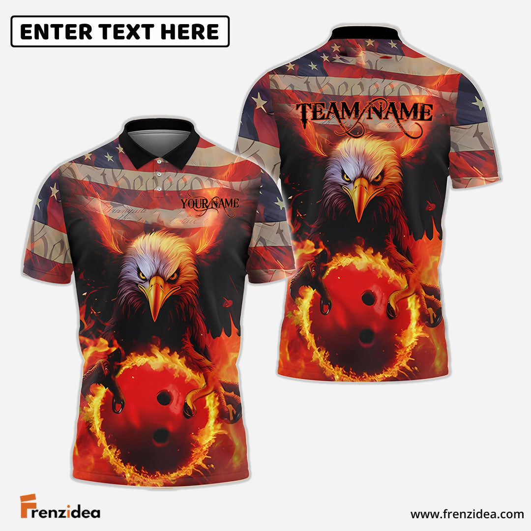 Frenzidea Bowling And Pins American Eagles Pride Fire Customized Name And Team Name 3D Shirt