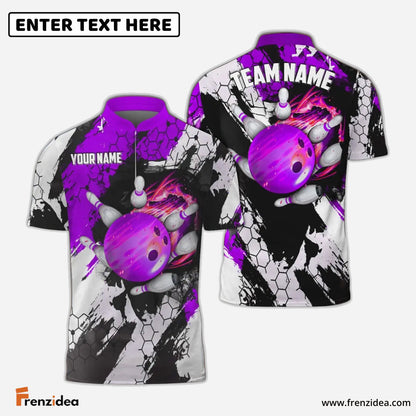 Frenzidea Bowling And Pins Hexagram Pattern Multicolor Personalized Name, Team Name 3D Shirt