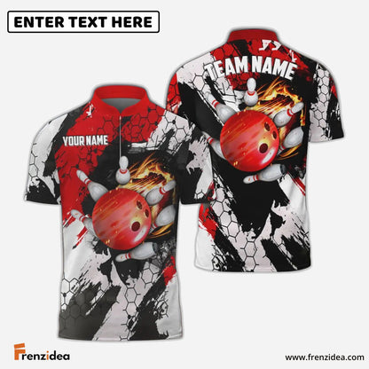 Frenzidea Bowling And Pins Hexagram Pattern Multicolor Personalized Name, Team Name 3D Shirt