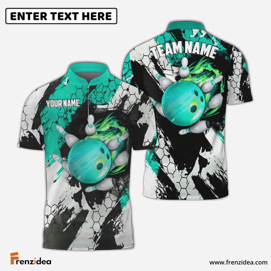 Frenzidea Bowling And Pins Hexagram Pattern Multicolor Personalized Name, Team Name 3D Shirt