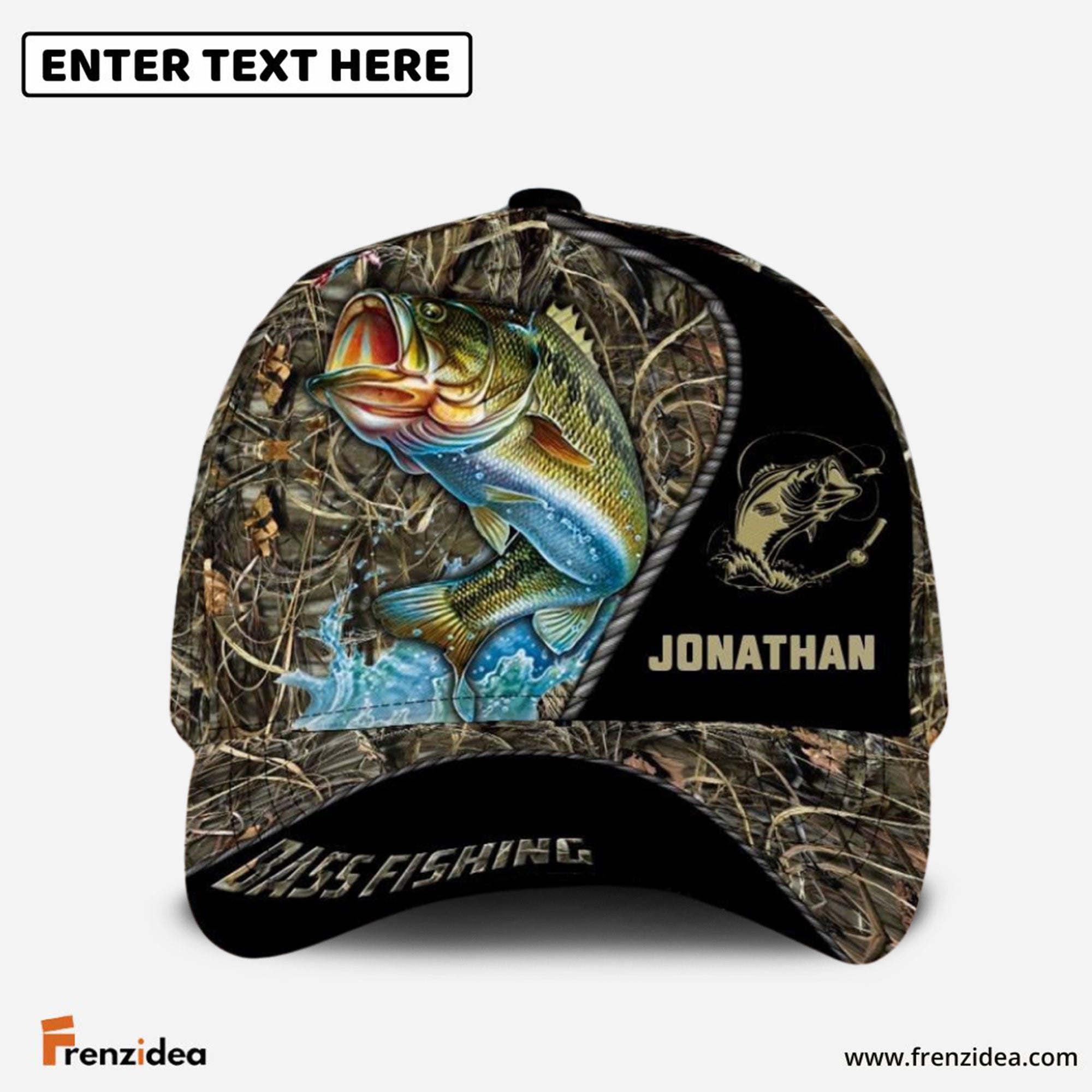 Frenzidea Personalized Bass Fishing Grass Cap