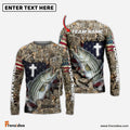 Frenzidea Striped Bass Fishing Cross Camo Custom Name & Team Name 3D Shirts