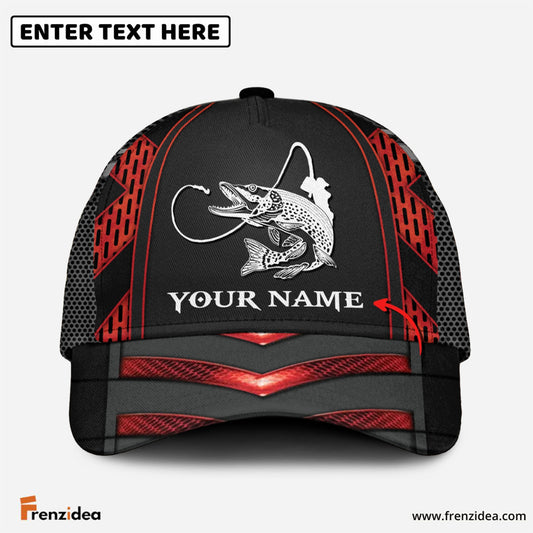 Frenzidea Personalized Black Red Fishing Cap
