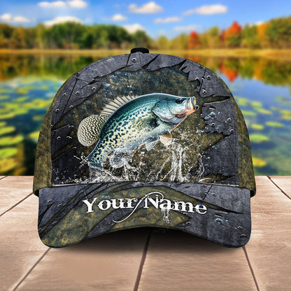 Frenzidea Personalized Crappie Fishing Metal Pattern Cap