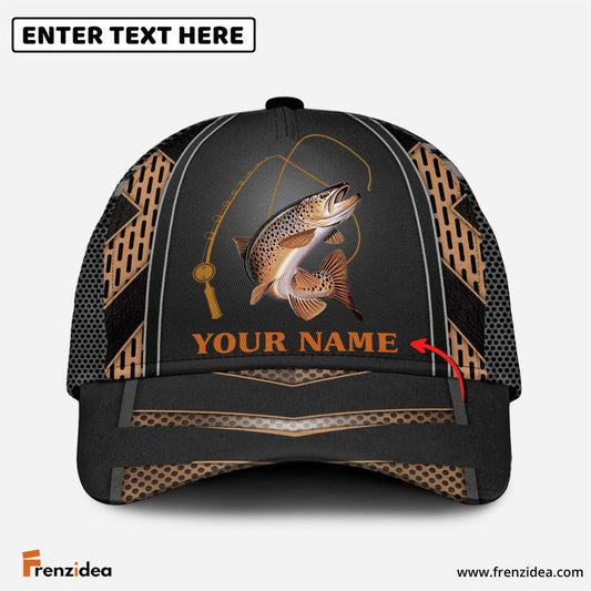 Frenzidea Personalized Fishing Black & Orange Cap