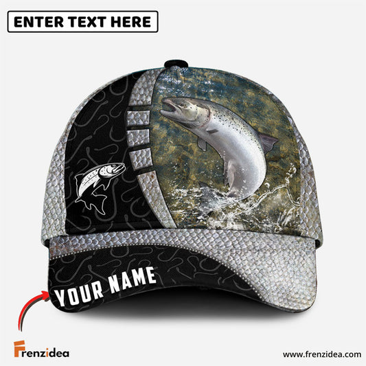 Frenzidea Personalized Salmon Fishing Hook Camo Classic Cap