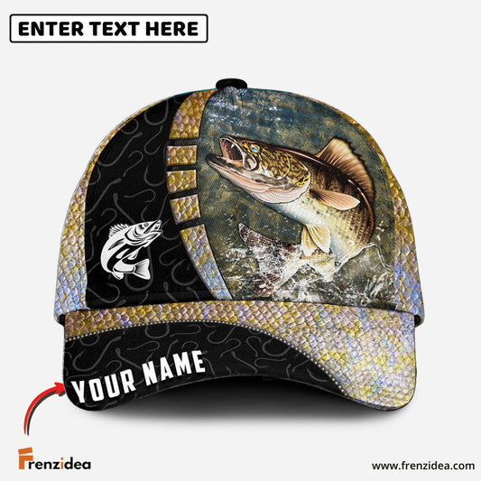 Frenzidea Personalized Walleye Fishing Hook Camo Classic Cap