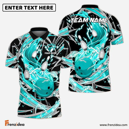 Frenzidea Bowling And Pins Flame Thunder Wind AuraCustomized Name 3D Shirt (4 Colors)