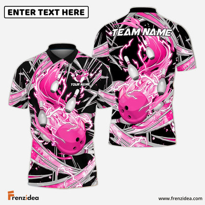 Frenzidea Bowling And Pins Flame Thunder Wind AuraCustomized Name 3D Shirt (4 Colors)