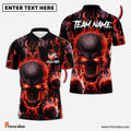 Frenzidea Bowling And Pins Flame Skull Multicolor Customized Name 3D Shirt ( 4 Colors )