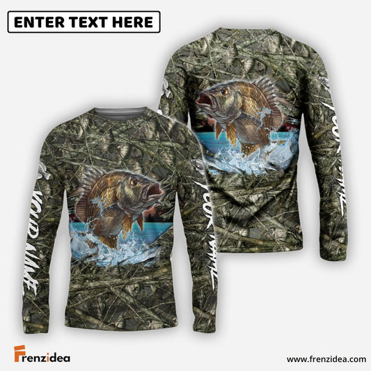 Frenzidea Panfish Fishing Camouflage Custom Name Shirts