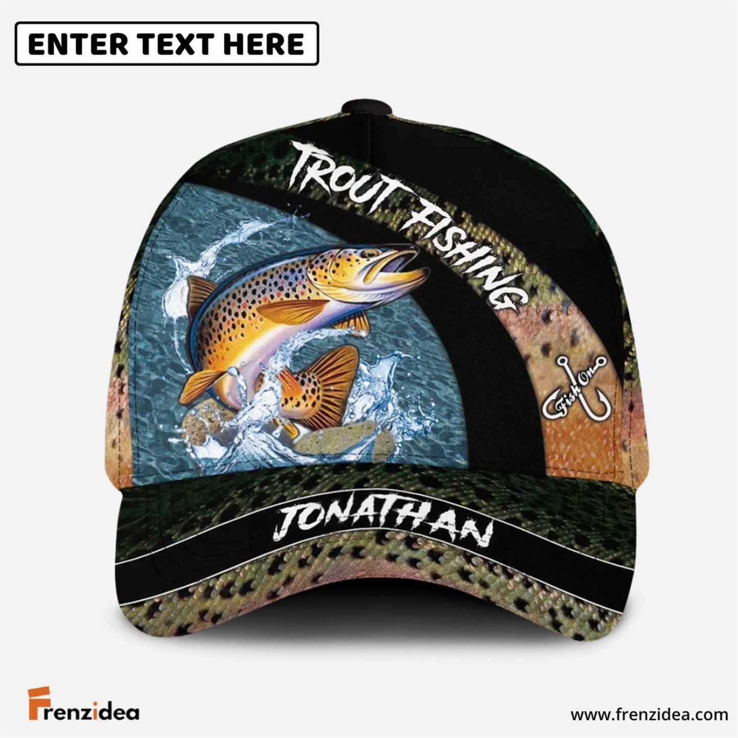 Frenzidea  Personalized Fishing Black Grass Cap