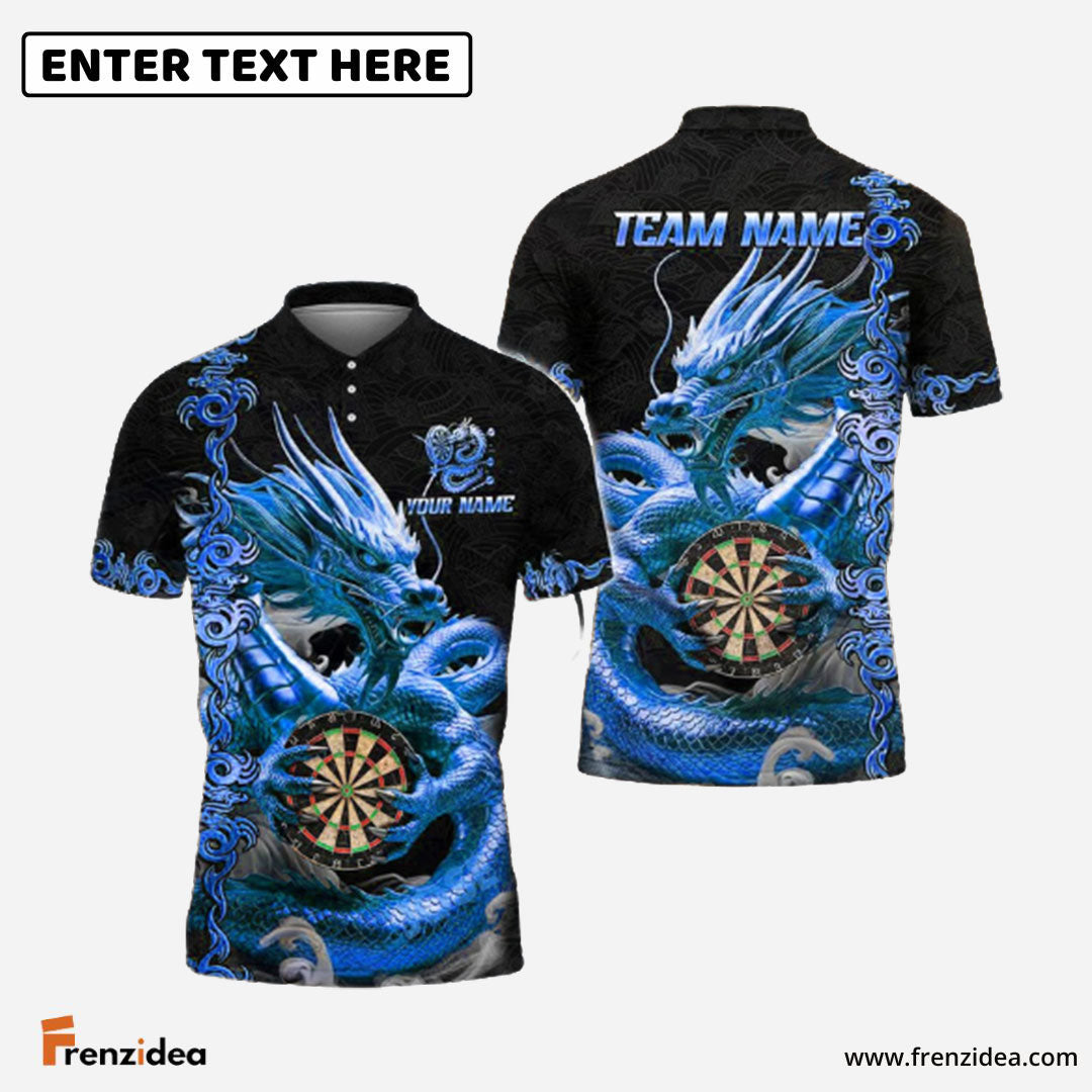 Frenzidea Darts Dragon Golden Attire Personalized Name, Team Name Shirt (4 Colors)