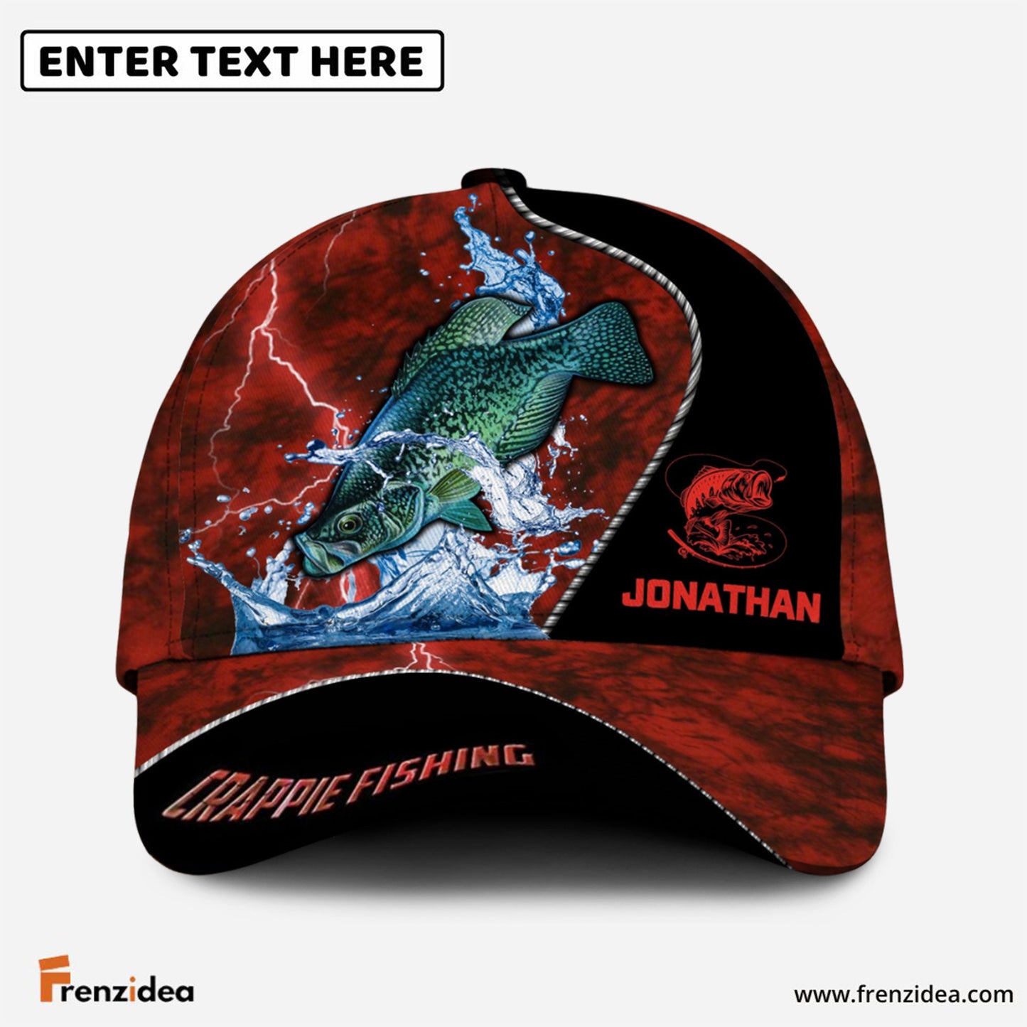 Frenzidea  Personalized Crappie Fishing Red Cap