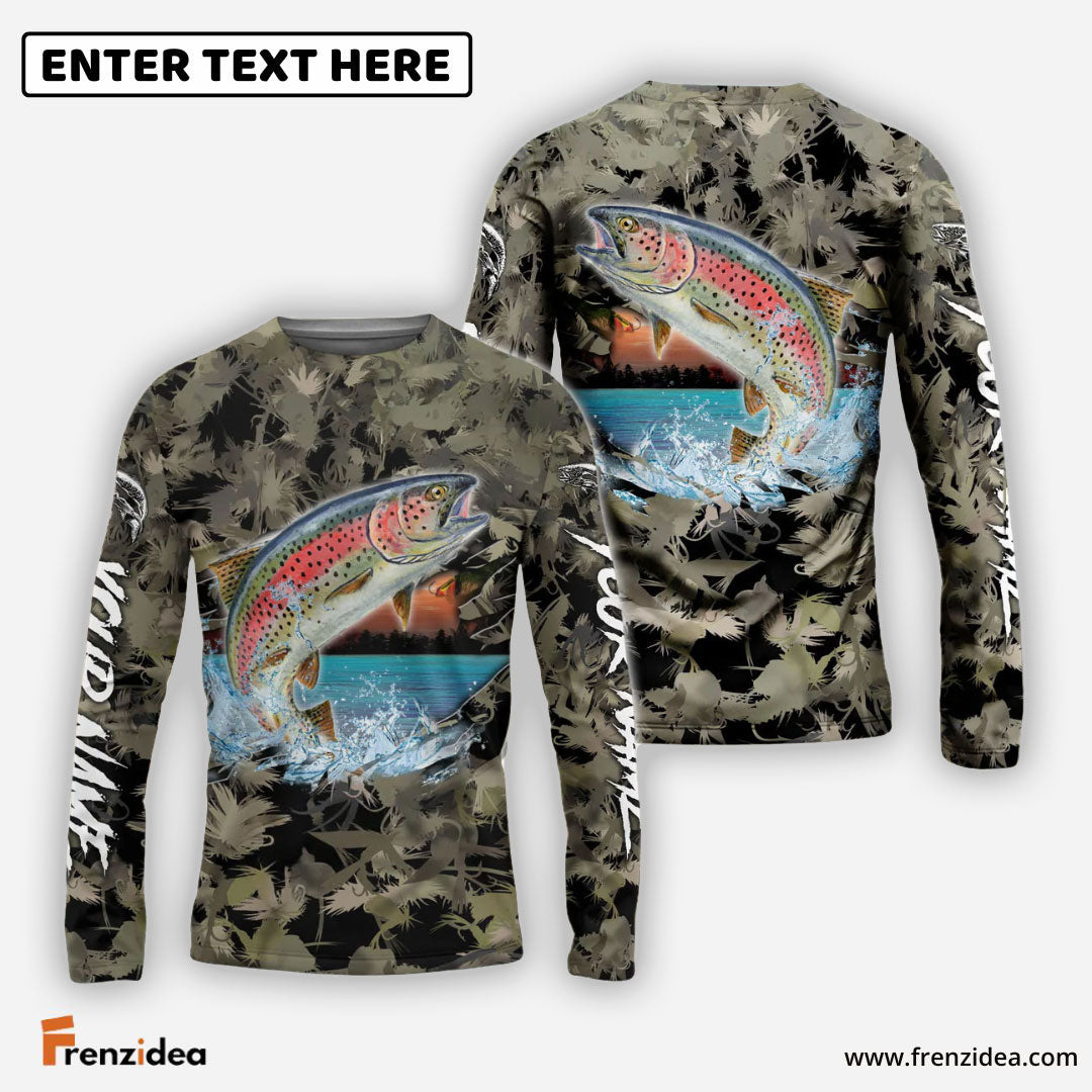 Frenzidea Trout Fishing Camouflage Custom Name Shirts