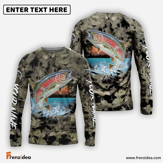 Frenzidea Trout Fishing Camouflage Custom Name Shirts