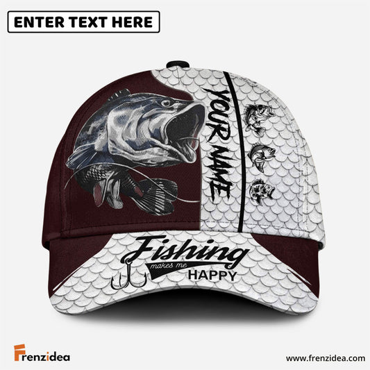 Frenzidea Personalized  Fishing Red & White Cap
